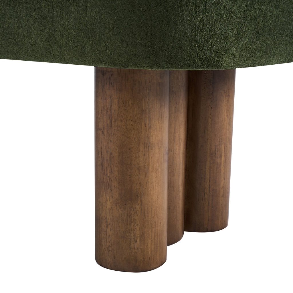 Indoor Green Fabric Dining Bench with Walnut Color Legs, 51.57'L Upholstered Seating for Kitchen, Dining Room and Living Space,250lbs Capacity - Grand Goldman Shop