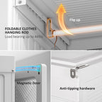 HOMCOM Portable Wardrobe Closet, Folding Bedroom Armoire, Clothes Storage Organizer with 8 Cube Compartments, Hanging Rod, Magnet Doors, White - Grand Goldman Shop