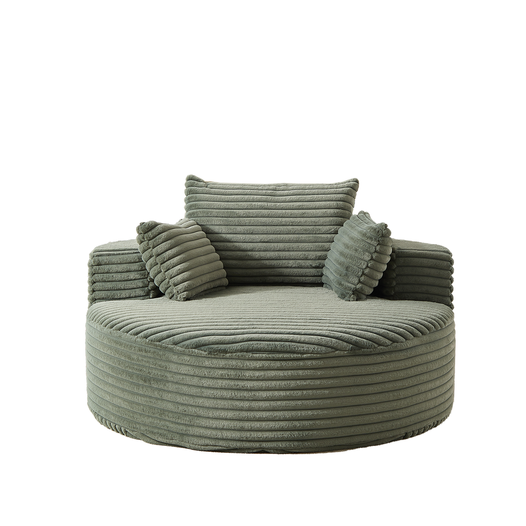 55'L Corduroy Sponge single sofa,No Assembly Required,Fluffy Modern Sleeper Chair for Living room, Bedroom, Lounge and Projection Room(Not a swivel chair.) - Grand Goldman Shop