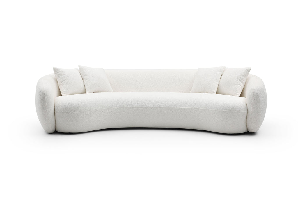 102'' 5-Seater Boucle Sofa Modern Sectional Half Moon Leisure Couch Curved Sofa  WHITE - Grand Goldman Shop