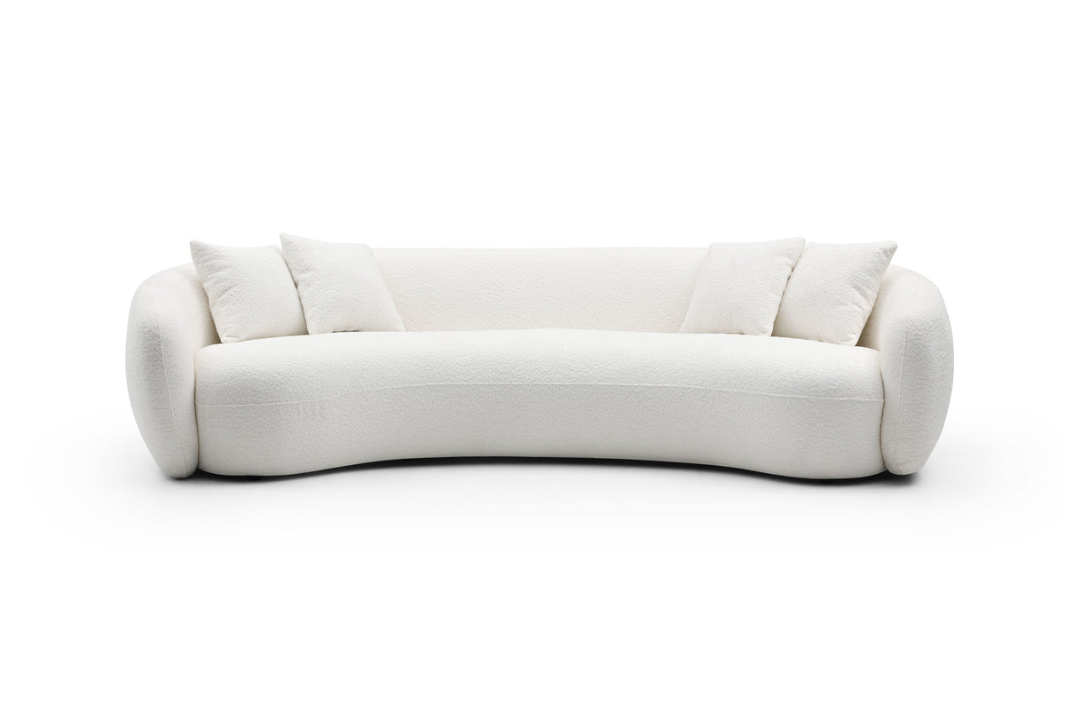 102'' 5-Seater Boucle Sofa Modern Sectional Half Moon Leisure Couch Curved Sofa  WHITE - Grand Goldman Shop