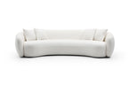 102'' 5-Seater Boucle Sofa Modern Sectional Half Moon Leisure Couch Curved Sofa  WHITE - Grand Goldman Shop