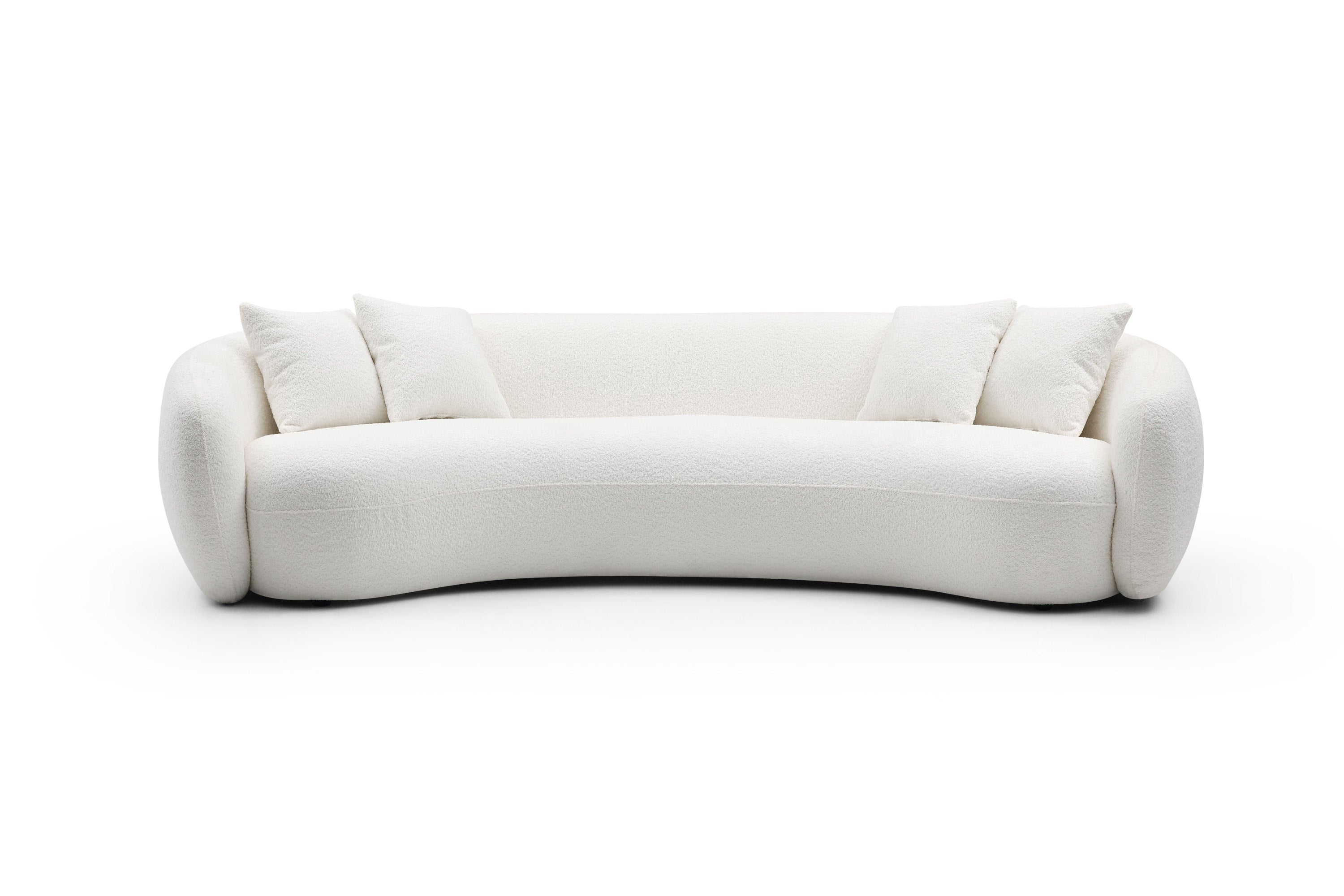 102'' 5-Seater Boucle Sofa Modern Sectional Half Moon Leisure Couch Curved Sofa  WHITE - Grand Goldman Shop