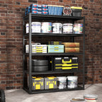 Industrial Black Metal 5 Tier Storage Shelves, Adjustable Heavy Duty Garage Shelving Unit, 72 Inch High - Grand Goldman Shop