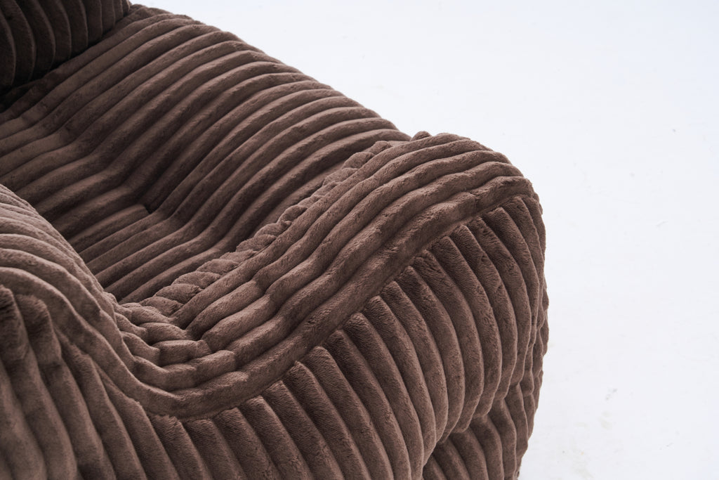 010-Soft Fluffy Corduroy Fabric Bean Bag Chair Filled With Memory Sponge,Brown - Grand Goldman Shop