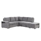 U_STYLE L-shaped Pull-Out Sofa Bed with Storage, USB Ports, and Cup Holders, Modular Design for Living Rooms, Offices & Apartments - Grand Goldman Shop
