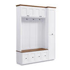 78.7''H Entryway Hall Tree with Storage Bench, 5-in-1 Hall Tree Farmhouse Coat Rack Shoe Bench with Cabinets, Drawers & Hooks for Hallway, Entryway, Living Room, Mudroom - Grand Goldman Shop