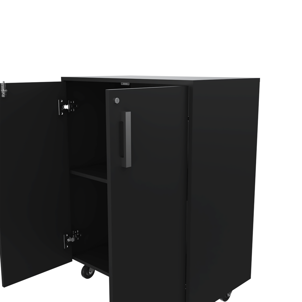 Storage Cabinet Lions, Double Door and Casters, Black Wengue Finish - Grand Goldman