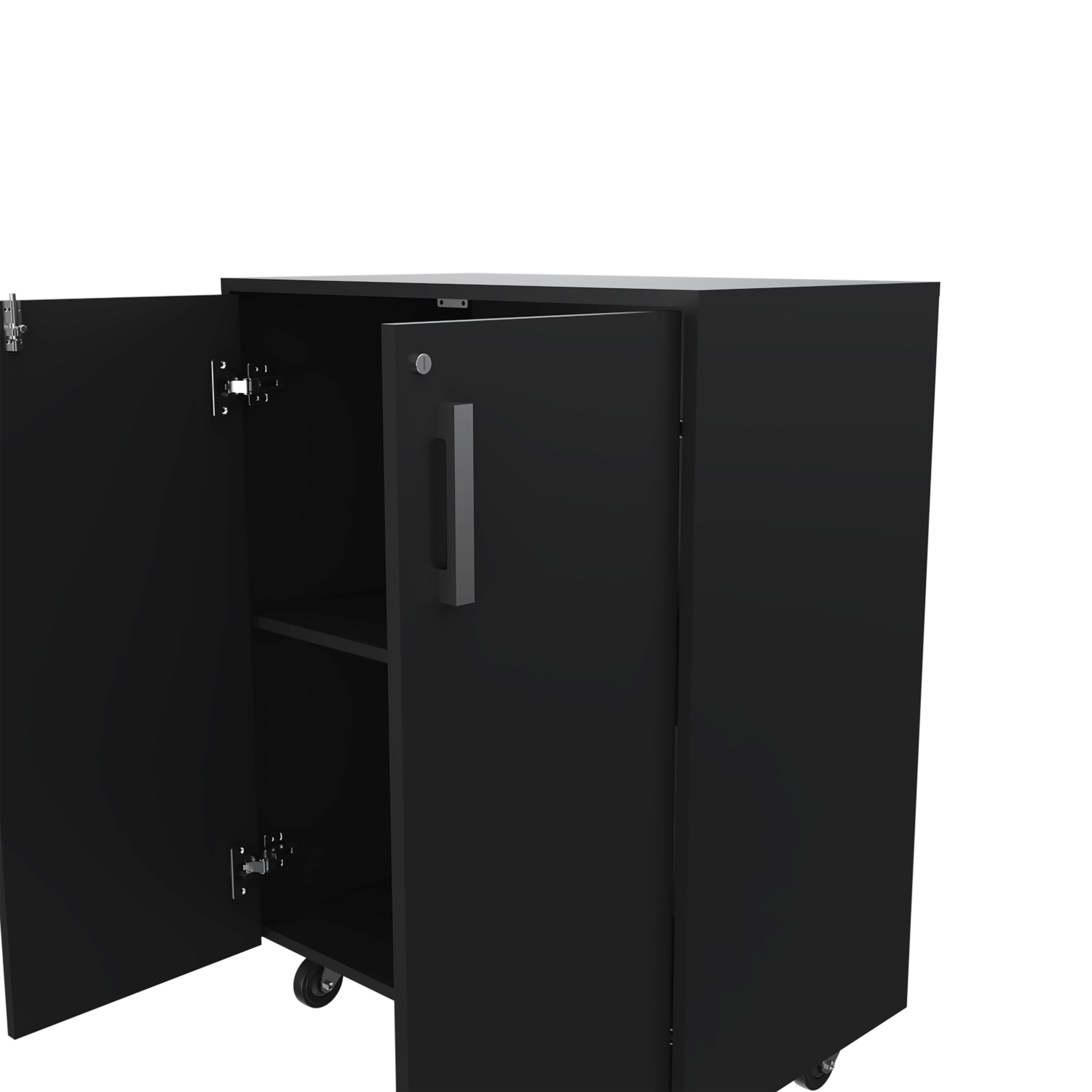 Storage Cabinet Lions, Double Door and Casters, Black Wengue Finish - Grand Goldman