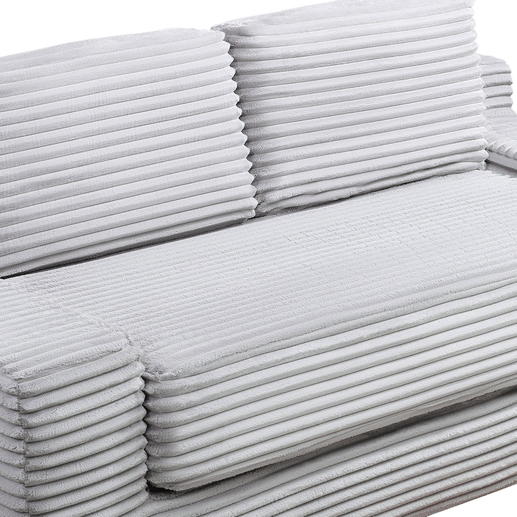 Corduroy Cloud Double Sofa, 2-in-1 Convertible Sofa Bed, Comfortable Boneless Double Sofa, Suitable for Living Room, Apartment, Small Space Grey - Grand Goldman Shop