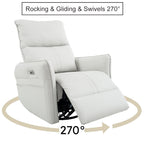 270° Power Swivel Rocker Recliner Chair, PU Leather Electric Glider Reclining Sofa with USB Ports, Power Swivel Glider, Rocking Chair,Nursery Recliners for Living Room Bedroom(Light Gray+270°Swivel) - Grand Goldman Shop