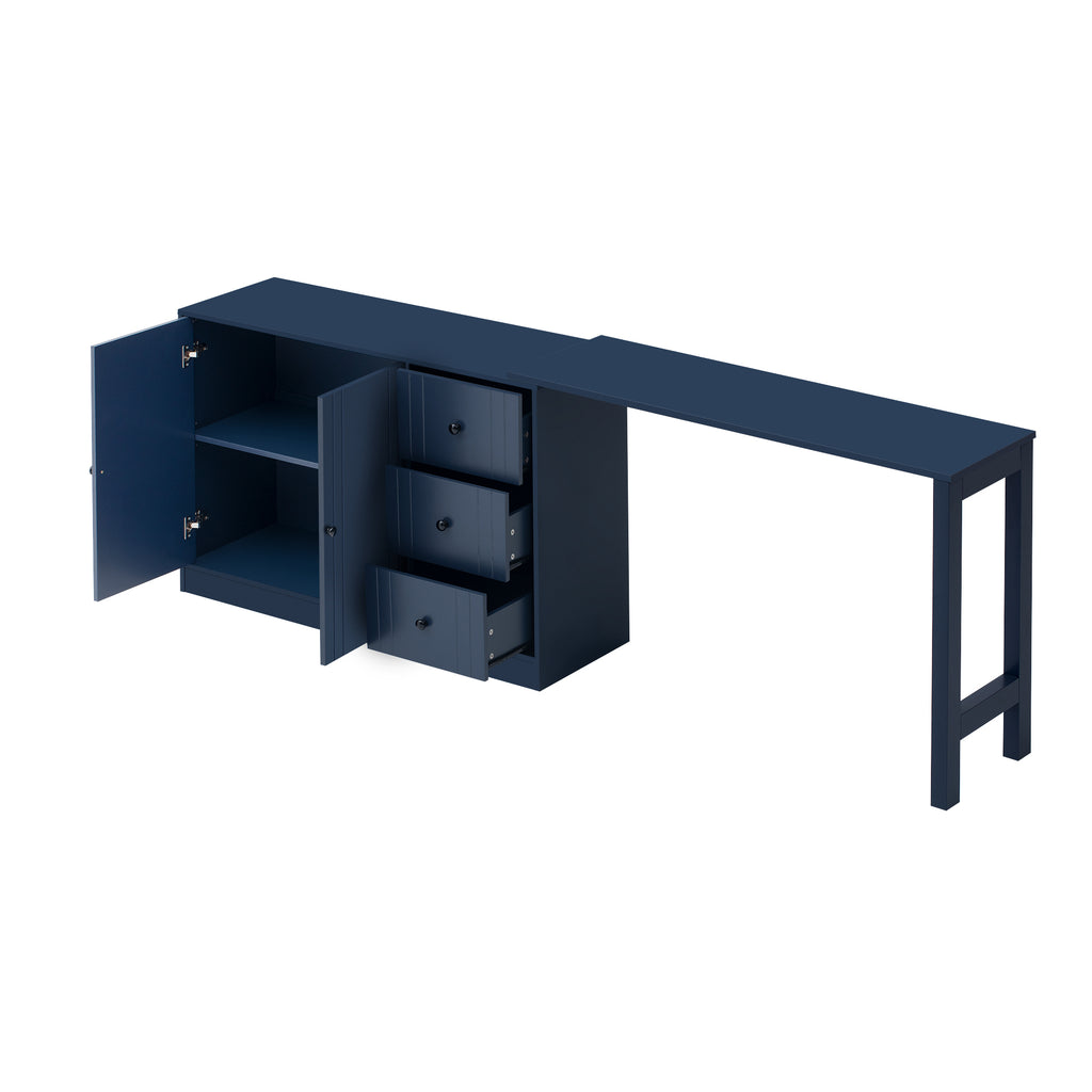 U_STYLE 89.7''Wooden Sideboard with Extendable Table,Multifunctional Storage Cabinet with 2 Doors and 3 Drawers,for Living Room,Study,Foyer and Kitchen - Grand Goldman Shop