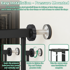 Baby Gate with Cat Door, 29.5-44.1' Metal Pet Door for Stairs & Doorways,Pressure Mounted,No Tools Needed, Black | Premium Ho