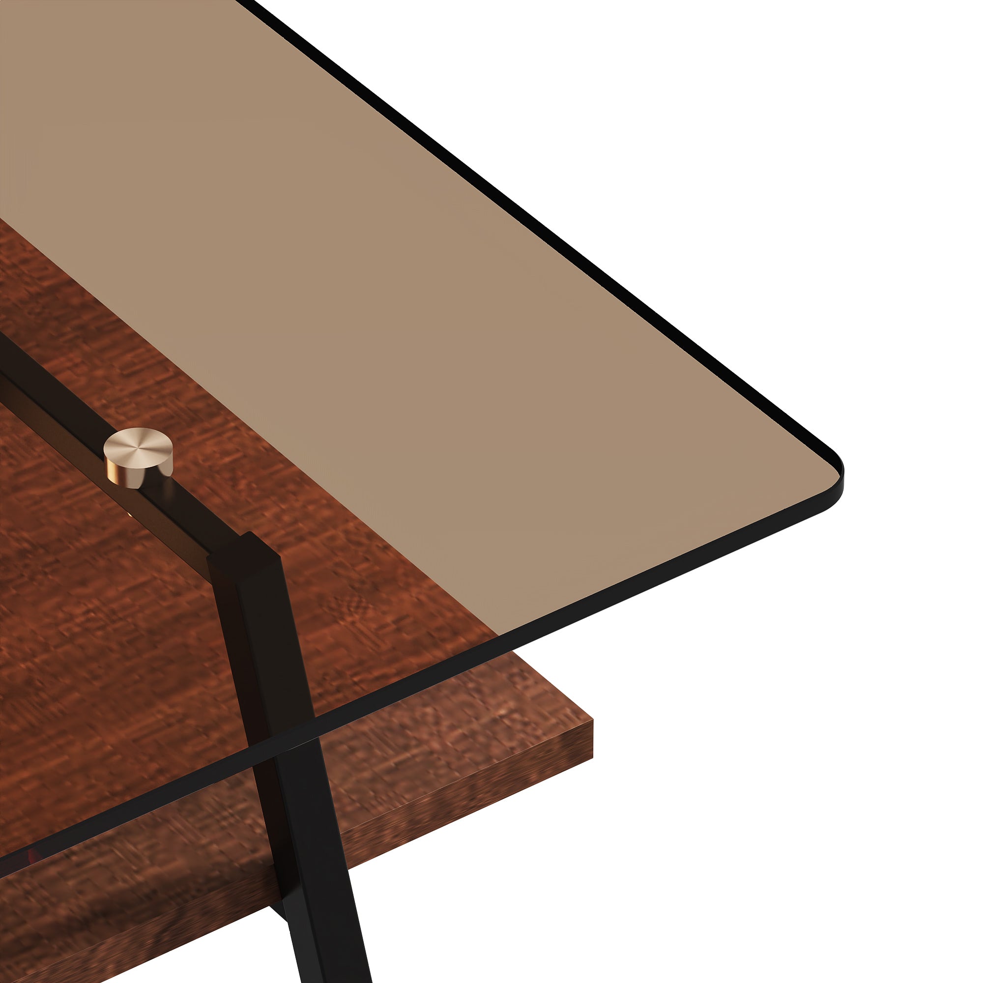 Modern Rectangular Coffee Table with Tempered Brown Glass Top and MDF Layer – Table for Living Room - Grand Goldman Shop
