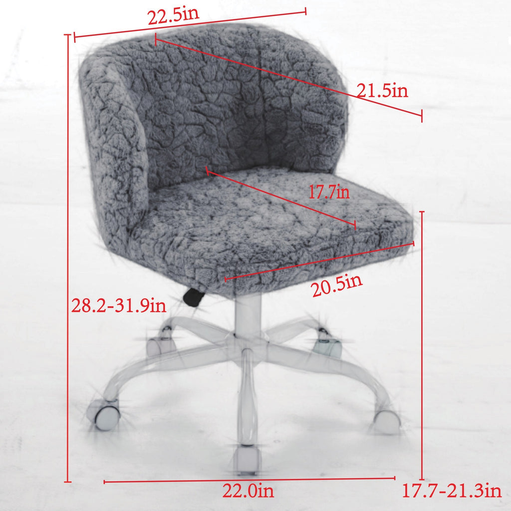 Stylish A&A Furniture Office Chair,Artificial rabbit hair Home Office Chair with Metal Base,Adjustable Desk Chair Swivel Offi