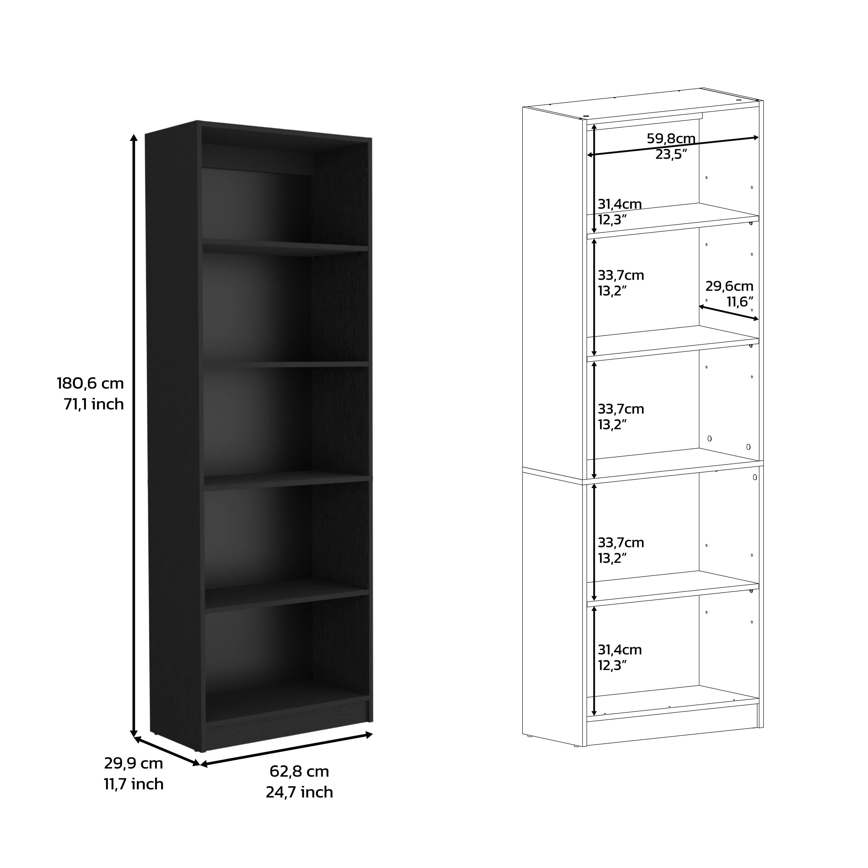 Vinton 4-Tier Bookcase with Modern Storage for Books and Decor, Black - Grand Goldman