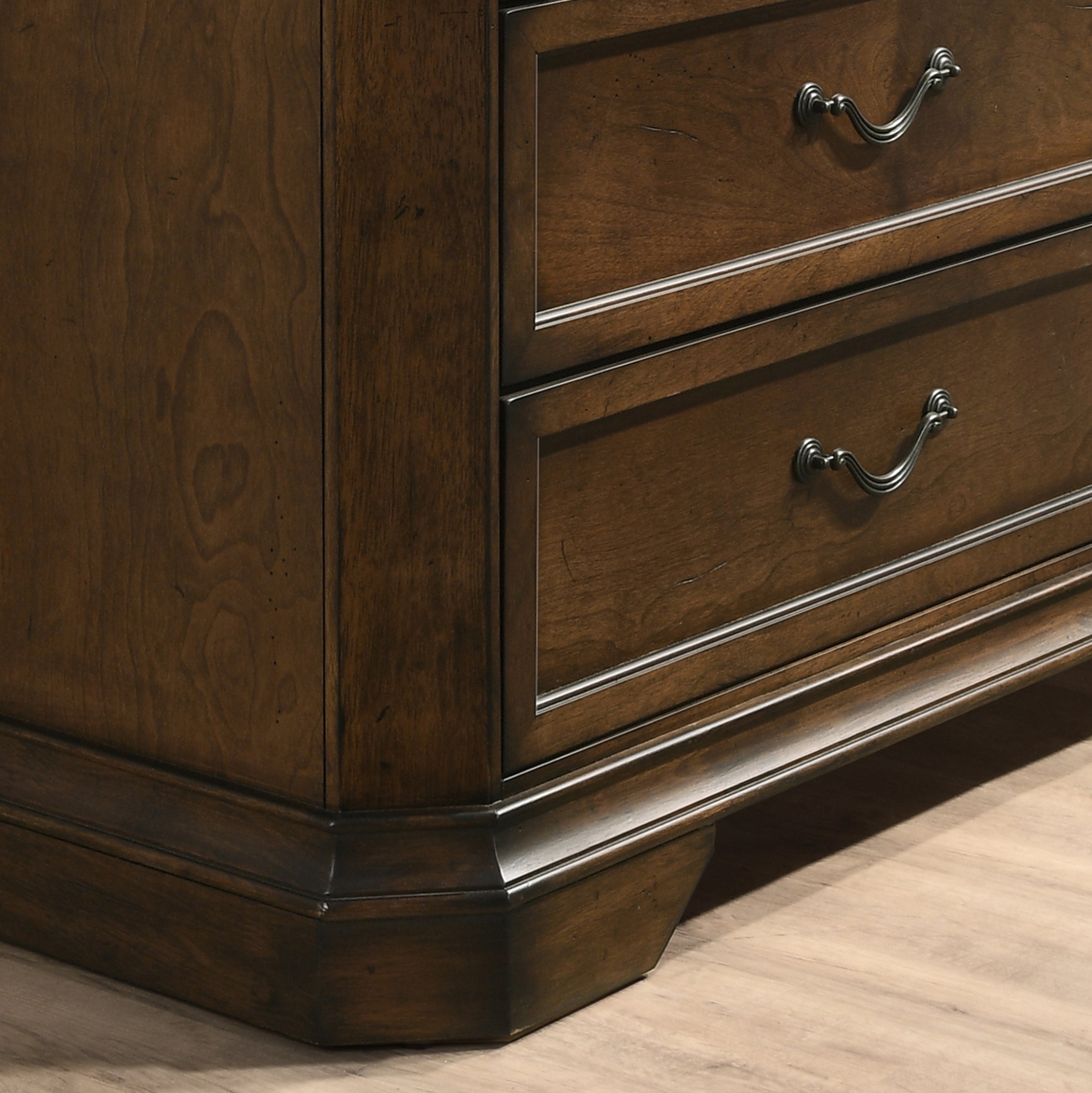 Maderne Traditional Wood 3-Drawer Nightstand, Antique Walnut/Brown - Grand Goldman Shop