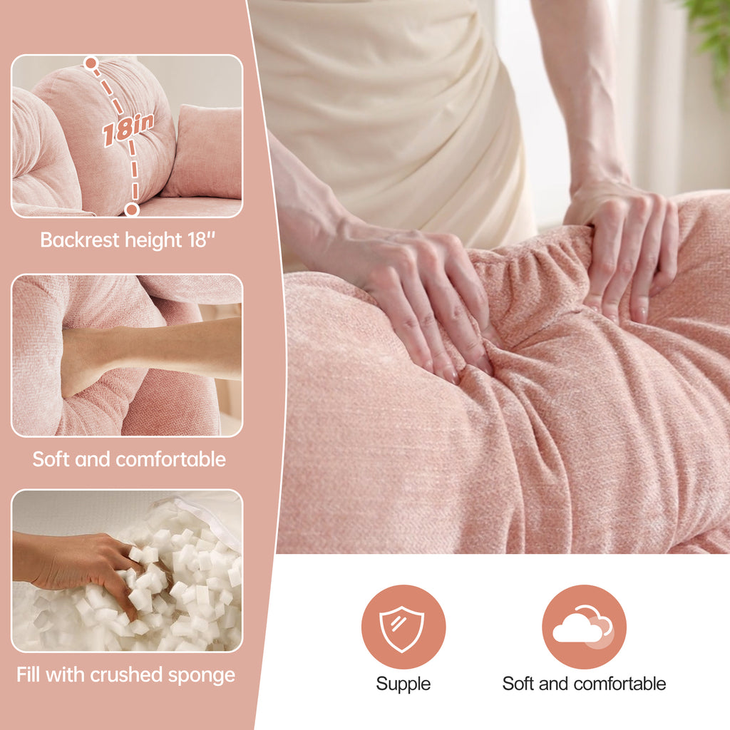 Loveseat Cloud Sectional Couches Chenille Fabric,Quilted Pleated Design, Ergonomic Design,High-Density Foam Easy Install Elegant Armrests High Quality Wooden Base,Fits Living Rooms,Pink - Grand Goldman Shop