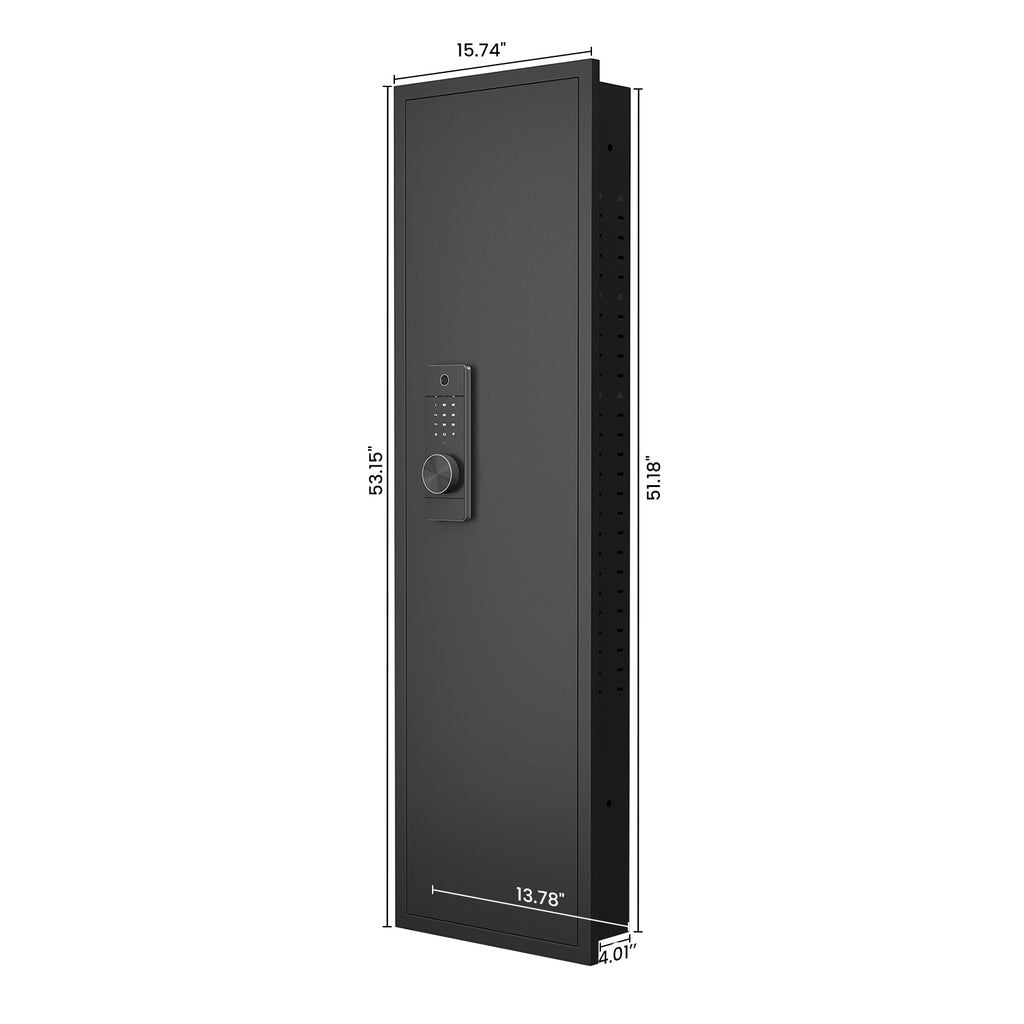 53' Fingerprint Touch Panel In-Wall Safe,Hidden Wall Gun Safe for Rifles with Adjustable Shelves,Assembled Storage Multifunct