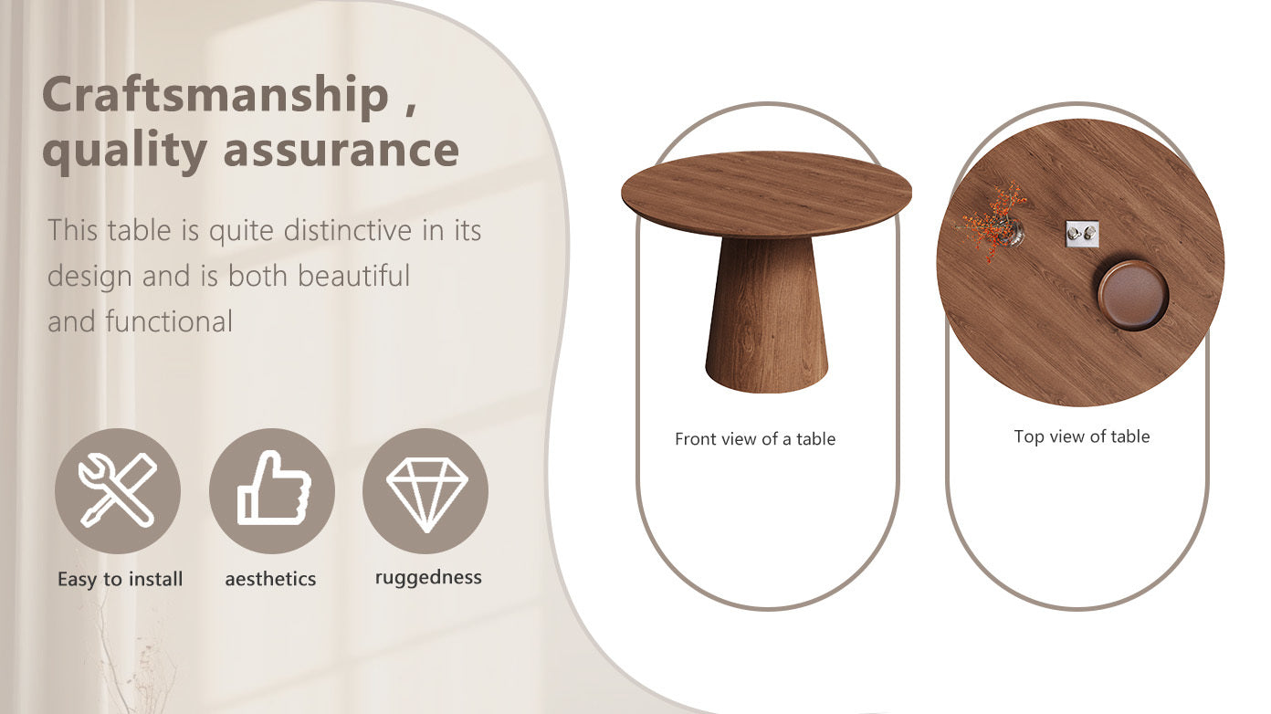 43 inch circular dining table, modern minimalist round table, MDF grain dining table, one handle and two packs - Grand Goldman Shop