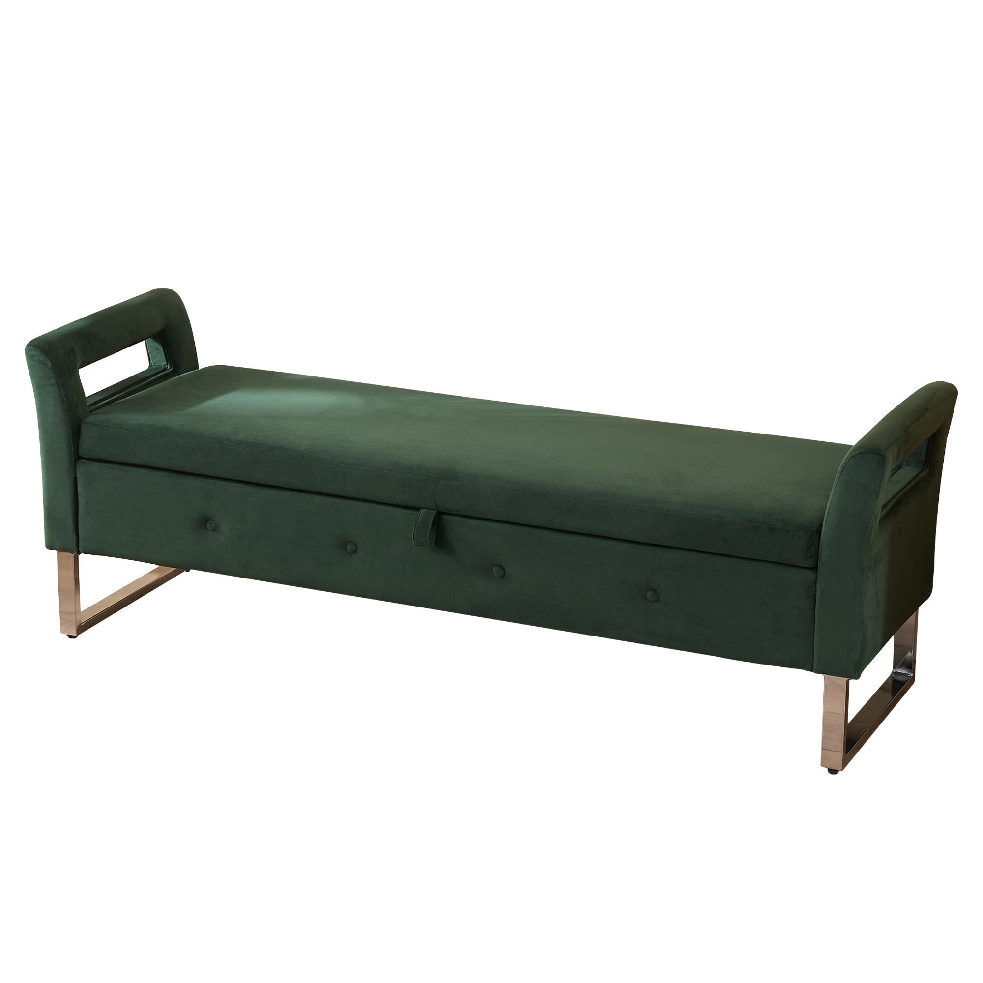 67.91' Wide Storage Soft Ottoman Bench with Armrests,Footrest Bed End Stool for Living Room, Dorm, Entryway and Bedroom, Green - Grand Goldman Shop
