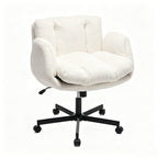 Modern Chenille Swivel Office Chair, Height Adjustable Task Chair with Convertible Multi-Position Armrests,Comfy Double Cushi