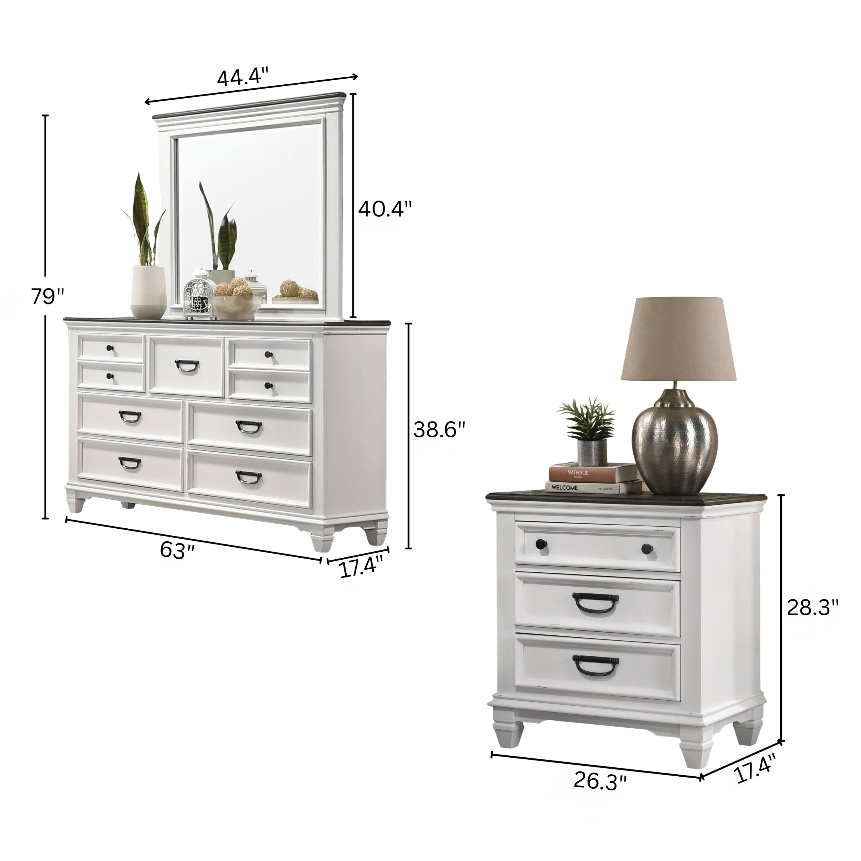 Clelane Wood Bedroom Set with Shiplap Panel Queen Bed, Dresser, Mirror, and Nightstand - Grand Goldman Shop