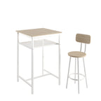 Bar table, equipped with 2 bar stools , with backrest and partition (beige) - Grand Goldman Shop