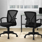 Contemporary Office Chair with Adjustable Height, Swivel, Ergonomic Design, Black Mesh Back, Black Metal Frame, Modern Work D