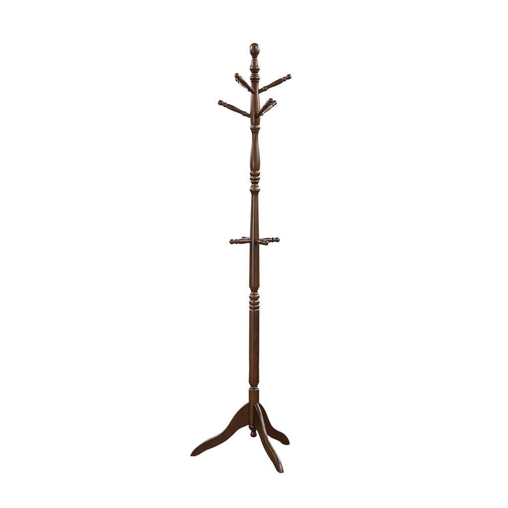 Dark Brown Finish Classic Coat Rack Solid Wood, 10 Hooks Coat Hanger Stand Entryway Home Furniture 1pc - Grand Goldman Shop