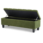 Ottoman Bench with Storage, Green Boucle Surface, Rubber Wood Legs, 300 lbs Capacity - Grand Goldman Shop