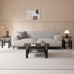 Modern Tempered Black Glass Coffee Table with 2-Layers and Waterfall Edges for Living Room - Grand Goldman Shop