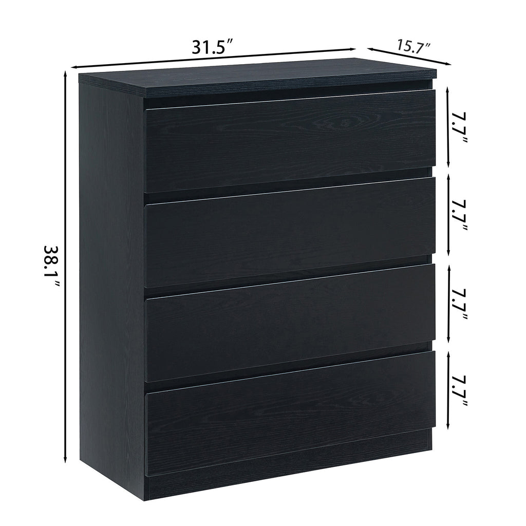 4 Drawer Dresser,Modern Storage Chest of Drawers,31.5In Black Dresser for Closet with Handle-Free Design, Closet Chests Organizer for Bedroom, Living Room,Black - Grand Goldman Shop