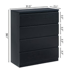4 Drawer Dresser,Modern Storage Chest of Drawers,31.5In Black Dresser for Closet with Handle-Free Design, Closet Chests Organizer for Bedroom, Living Room,Black - Grand Goldman Shop