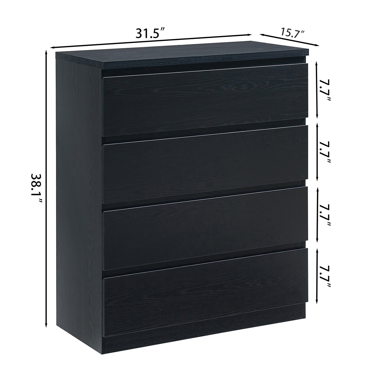 4 Drawer Dresser,Modern Storage Chest of Drawers,31.5In Black Dresser for Closet with Handle-Free Design, Closet Chests Organizer for Bedroom, Living Room,Black - Grand Goldman Shop