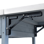 K&K 40.5' Outdoor Grill Cart with Stainless Steel Top, Solid Wood Outdoor Storage Cabinet with Drop Leaf, One Drawer, Towel Rack, Rolling Kitchen Cart with Lockable Wheels for Lawn Garden, Blue Grey - Grand Goldman Shop