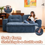 Modern Floor Sofa with 2 Pillows,Convertible Corduroy Fabric Foam-Filled Sleeper Sofa Bed, no assembly required,Convertible Sofa Cushion Unfolds into Quilt,Folding Mattress for Living Room,Playroom - Grand Goldman Shop