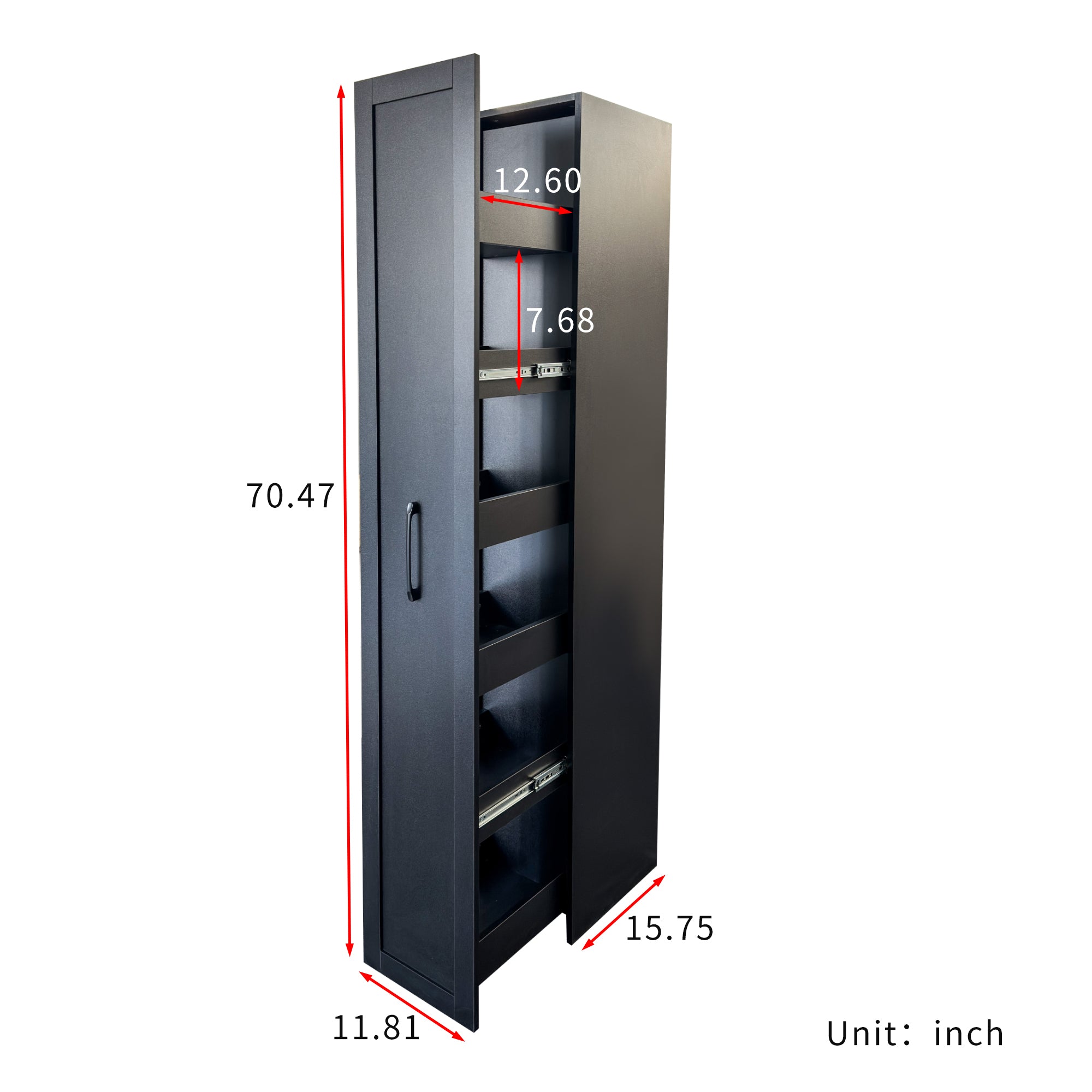 BLACK ,Large, Slim Storage Cart, Kitchen Rolling Cart, Narrow Storage Cabinet with Handle & Wheels, Wood Spice Rack Next to Fridge, Pantry Shelf for Kitchen, Small Spaces - Grand Goldman Shop