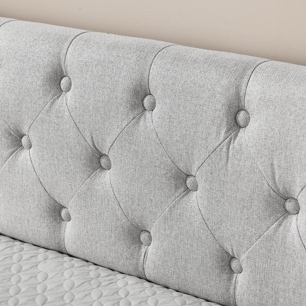 Linen Beige Twin Size Upholstered Daybed with Trundle and Storage Drawers, Flat Arms with Pocket, Extendable for Bedroom or Living Room - Grand Goldman Shop