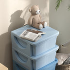 Qaba 4 Tier Kids Storage Unit, 4 Drawer Chest Toy Organizer Plastic Bins for Kids Bedroom Nursery Kindergarten Living Room fo