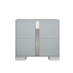 Elegant Nightstand with Metal Foot, Mirrored Bedside Table with 2 Drawers for Bedroom, Living Room, Gray (Old SKU: WF319353AAE) - Grand Goldman Shop