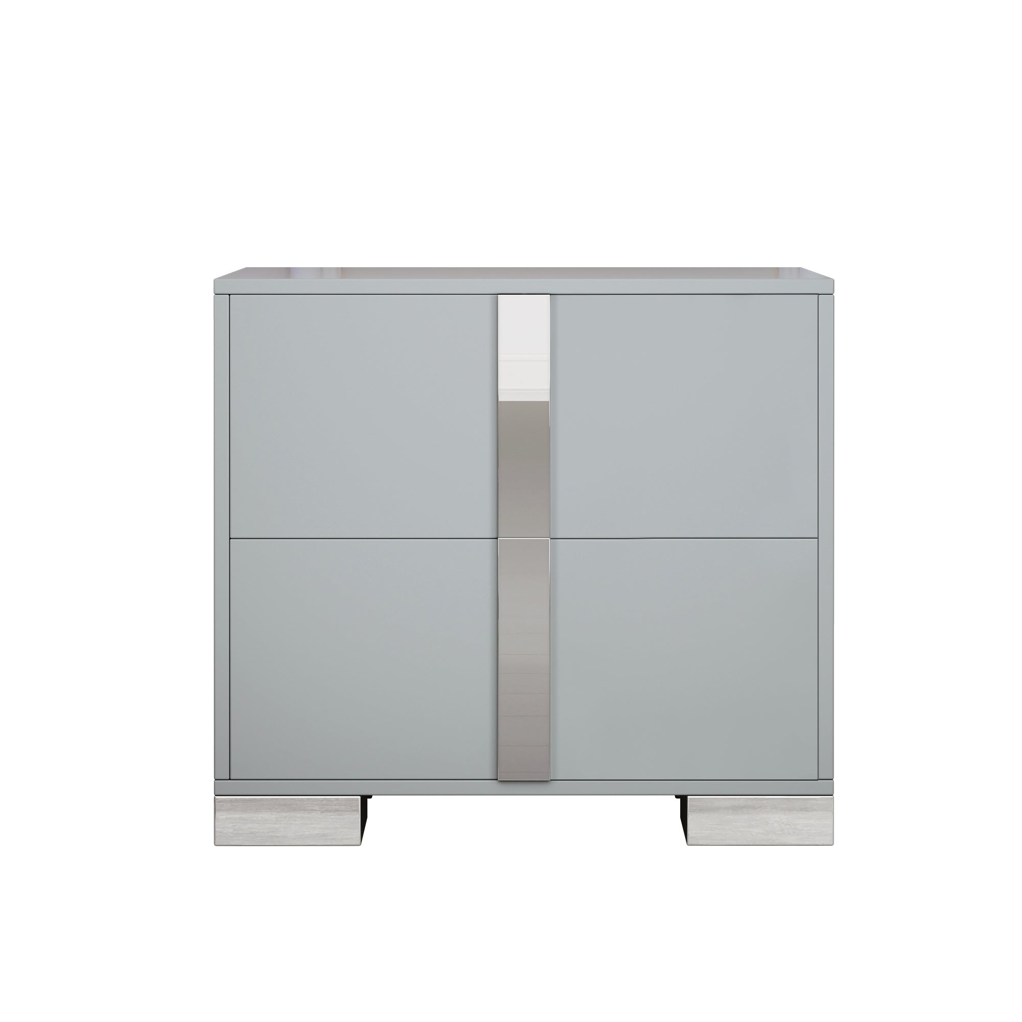 Elegant Nightstand with Metal Foot, Mirrored Bedside Table with 2 Drawers for Bedroom, Living Room, Gray (Old SKU: WF319353AAE) - Grand Goldman Shop