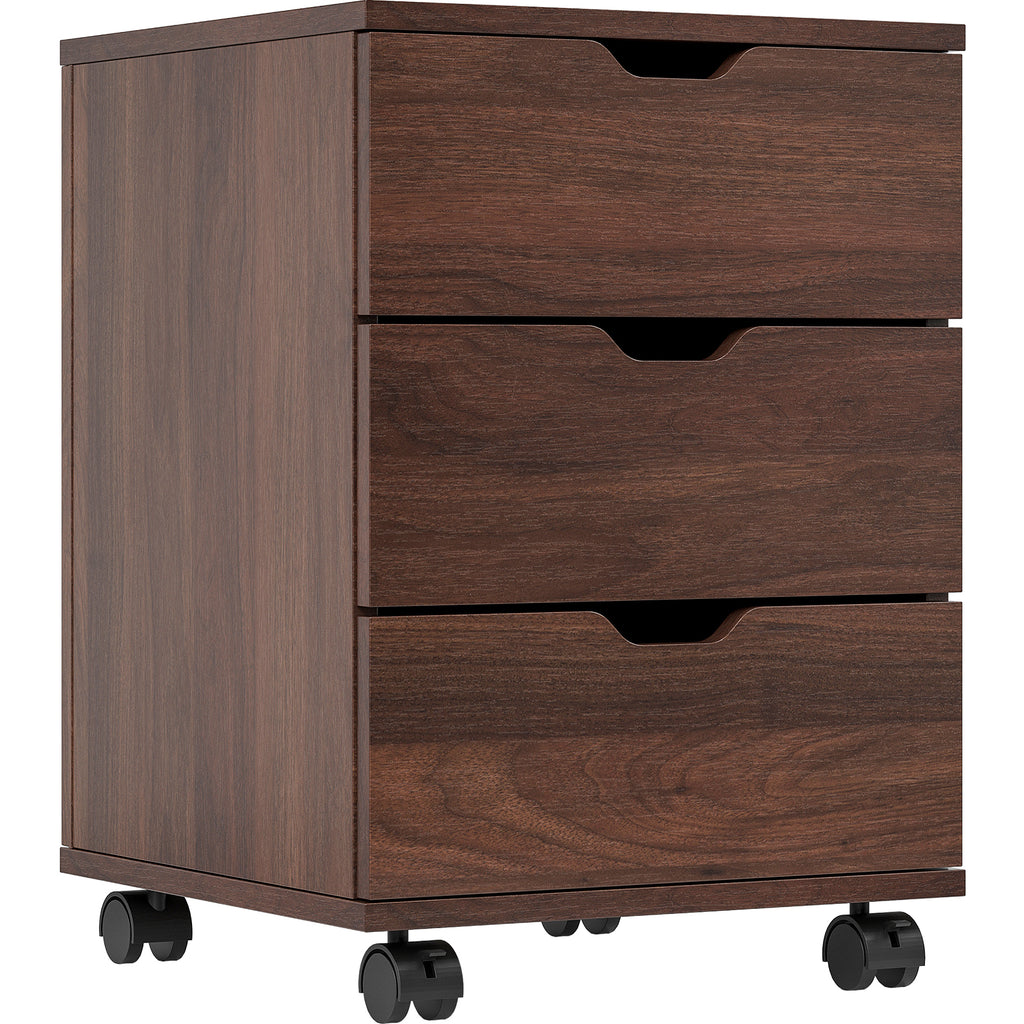 3-Drawer Vertical Filing Cabinet Rolling Wood Mobile File Cabinets Under Desk for Home Office with Casters (Non-Assembled) - 