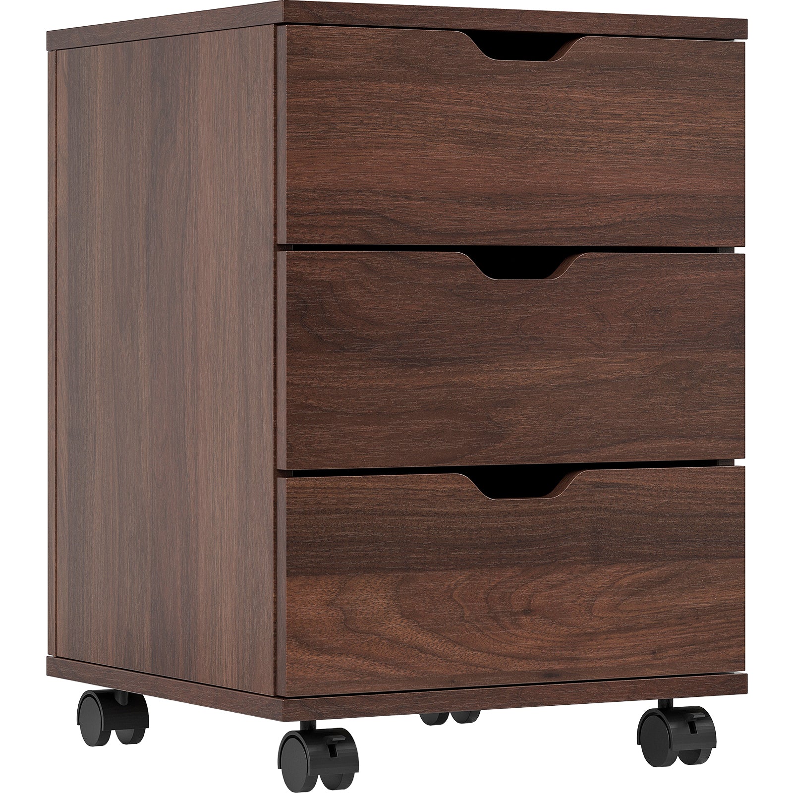 3-Drawer Vertical Filing Cabinet Rolling Wood Mobile File Cabinets Under Desk for Home Office with Casters (Non-Assembled) - 