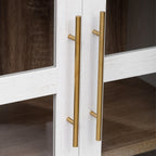 K&K 71' Tall Arched Kitchen Pantry Cabinet with 2 Large Drawers, Modern Farmhouse Kitchen Storage Cabinets with Adjustable Shelves, Glass Door, Wood Versatile Cupboard for Kitchens, Dining Room, White - Grand Goldman Shop