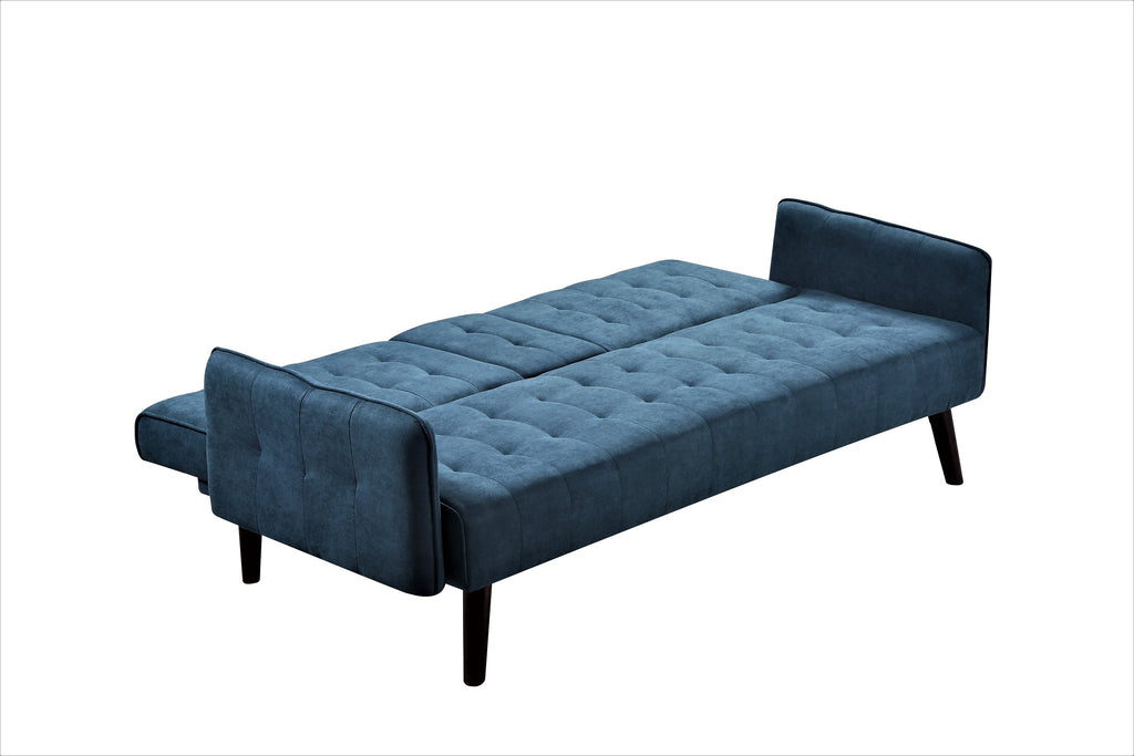 72' Sleeper Sofa Bed - Convertible Folding Backrest to Full Bed with Cup Holder & Drop-Down Table - Space Saving Linen Sofa for Small Spaces - Easy Assembly, Blue - Grand Goldman Shop