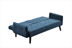 72' Sleeper Sofa Bed - Convertible Folding Backrest to Full Bed with Cup Holder & Drop-Down Table - Space Saving Linen Sofa for Small Spaces - Easy Assembly, Blue - Grand Goldman Shop