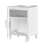 Gray+Silver Handle Wooden Nightstand 26.77''H with One Drawer One Shelf for Kids and Adults, White+Gray Finish MDF - Grand Goldman Shop