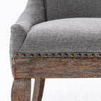 A&A Furniture Ultra Side Dining Chair with Thickened Fabric and Solid Wood Legs, Bronze Nail Head, Set of 2, Gray - Grand Goldman Shop