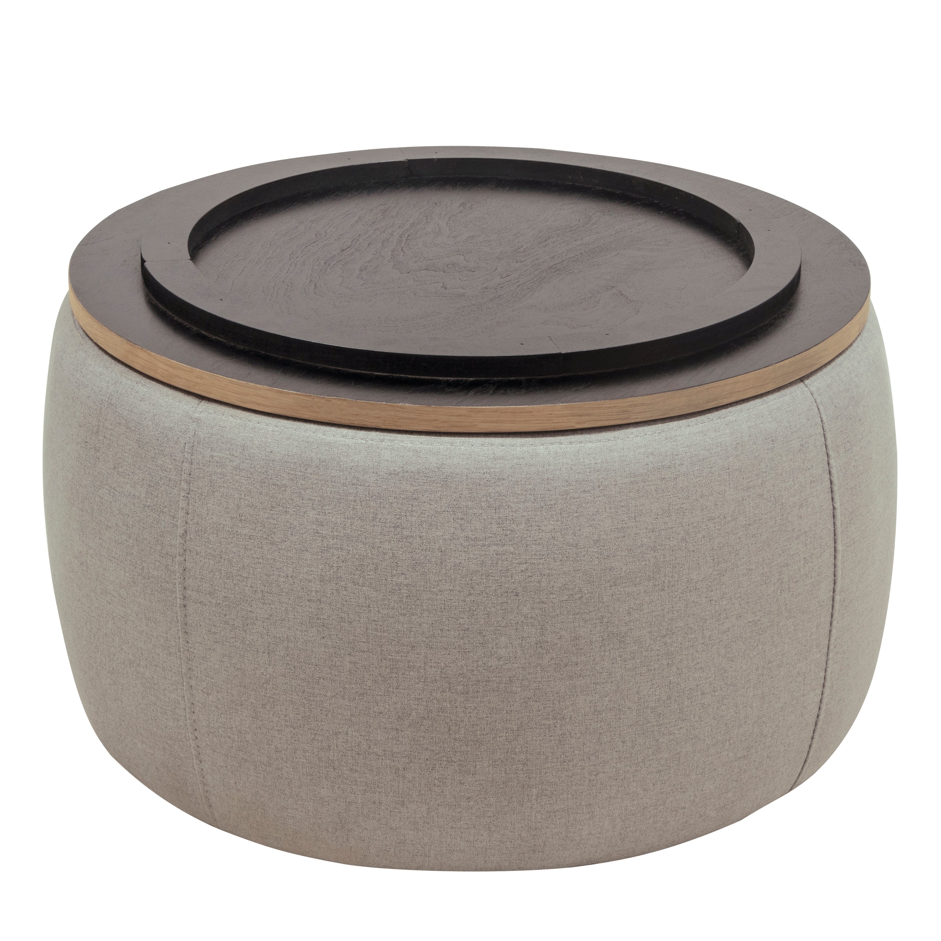 Round Storage Ottoman, 2 in 1 Function, Work as End table and Ottoman,  Grey (25.5'x25.5'x14.5') - Grand Goldman Shop